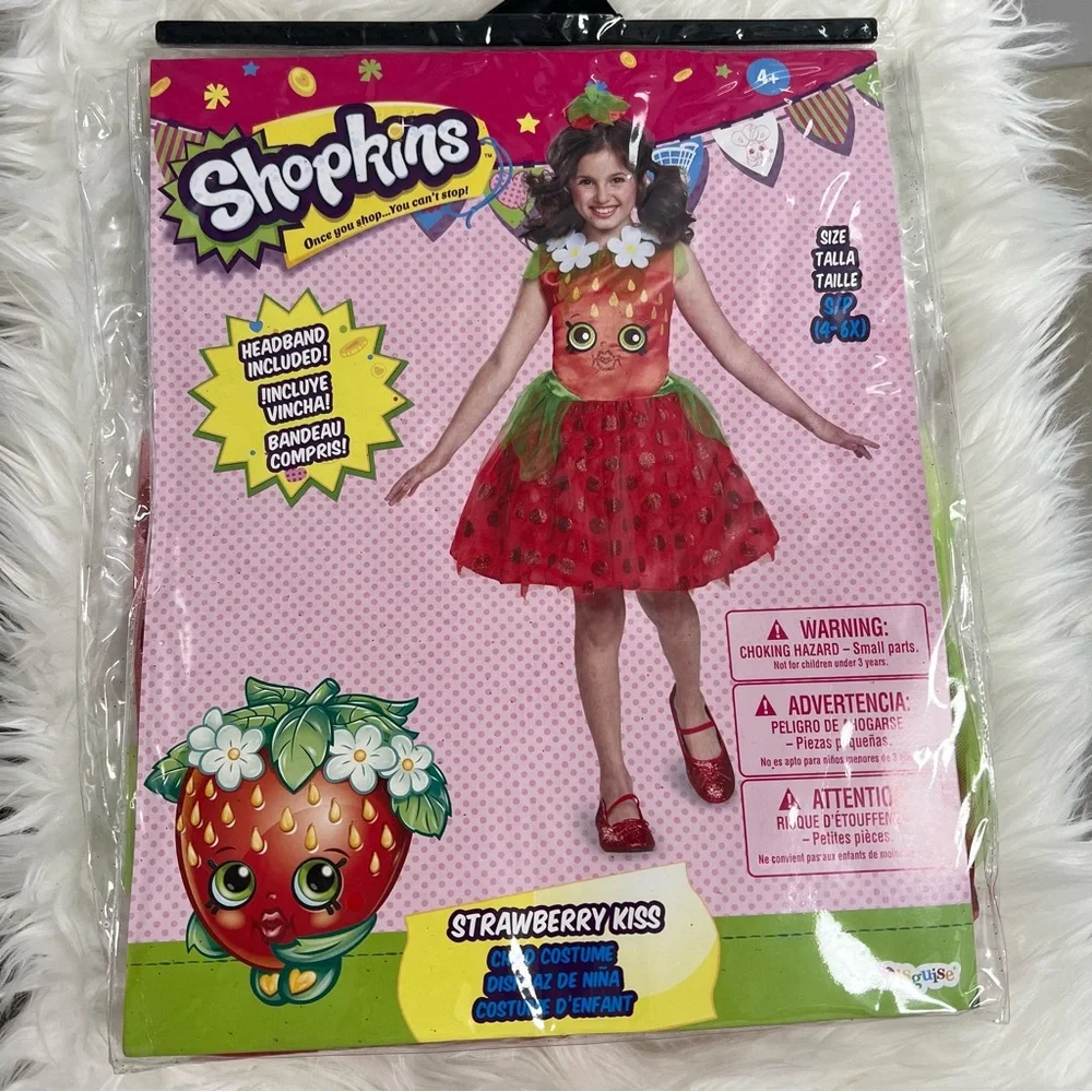 Shopkins Strawberry Kiss costume Dress NEW S 4-6X Halloween dress up